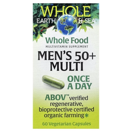Natural Factors, Whole Earth & Sea®, мультивитамины для мужчин старше 50 лет, 60 вегетарианских капсул