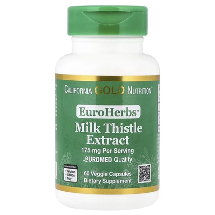 California Gold Nutrition, EuroHerbs, экстракт расторопши, качество Euromed, 175 мг, 60 растительных капсул
