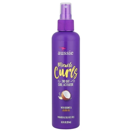 Aussie, Miracle Curls, активатор локонов для 2-х дневных локонов с кокосом и маслом жожоба, 251 мл (8,5 жидк. Унции)