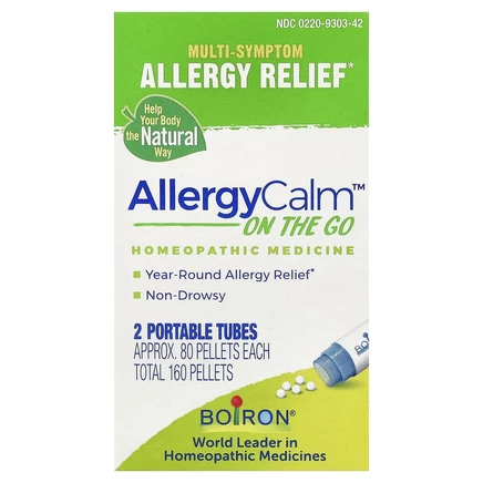 Boiron, AllergyCalm On The Go, 2 переносных тубуса, прибл. 80 гранул каждая