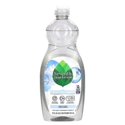 Seventh Generation, Жидкость для посуды, без добавок и прозрачность, 561 мл (19 жидк. Унций)