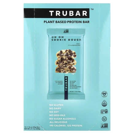 Trubar, Oh Oh, протеиновый батончик на растительной основе, заварное печенье, 12 батончиков по 50 г (1,76 унции)