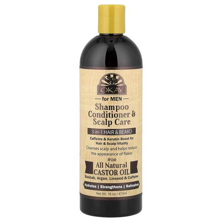 Okay Pure Naturals, Для мужчин, шампунь, кондиционер и уход, 3 в 1 для волос и бороды, 473 мл (16 унций)
