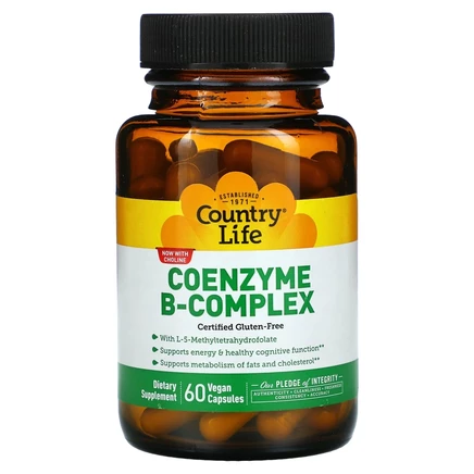 Country Life, комплекс коэнзимов группы B, 60 вегетарианских капсул