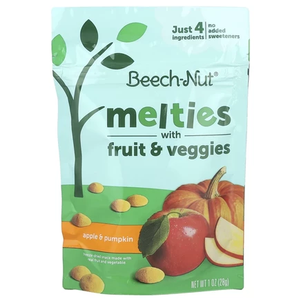 Beech-Nut, Melties с фруктами и овощами, от 8 месяцев, яблоко и тыква, 28 г (1 унция)
