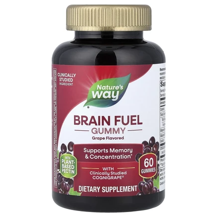Nature's Way, Brain Fuel, виноград, 60 жевательных таблеток