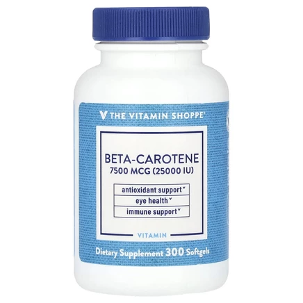 The Vitamin Shoppe, бета-каротин, 7500 мкг (25 000 МЕ), 300 мягких таблеток
