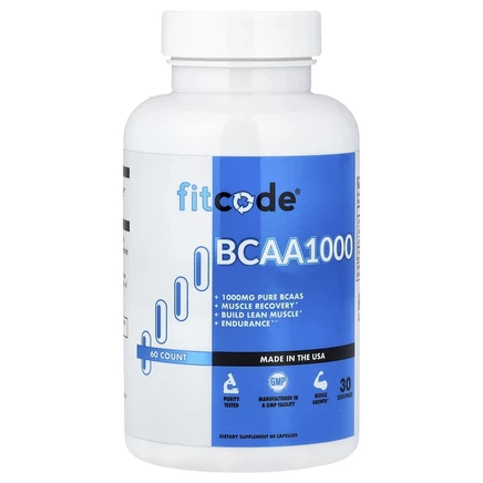 fitcode, BCAA 1,000, 1000 мг, 60 шт. (500 мг в 1 капсуле)