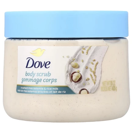 Dove, скраб для тела, измельченная макадамия и рисовое молоко, 425 г (15 унций)