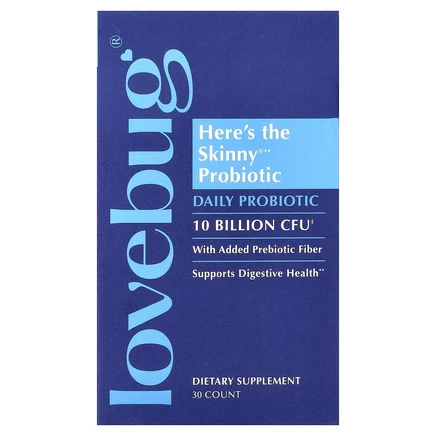 LoveBug Probiotics, Here's The Skinny, пробиотик, 10 млрд КОЕ, 30 капсул