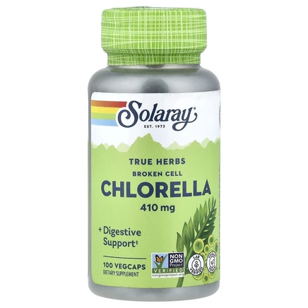 Solaray, True Herbs, хлорелла с разрушенными клетками, 410 мг, 100 вегетарианских капсул