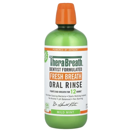 TheraBreath, Ополаскиватель для полости рта Fresh Breath, мягкая мята, 1 л (33,8 жидк. Унции)