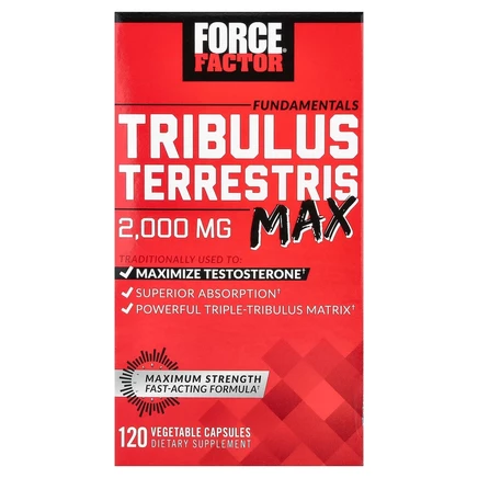 Force Factor, Fundamentals, якорцы стелющиеся (Tribulus terrestris Max), 2000 мг, 120 растительных капсул (500 мг в 1 капсуле)