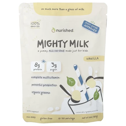 Nurished, Mighty Milk, со вкусом ванили, 283 г (10 унций)