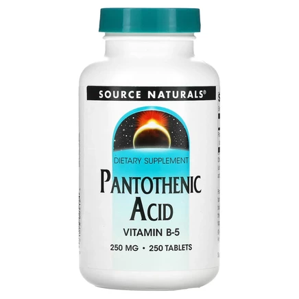 Source Naturals, пантотеновая кислота, 250 мг, 250 растительных капсул