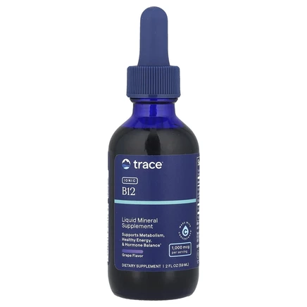 Trace Minerals ®, Ionic B12, натуральный виноград, 1000 мкг, 59 мл (2 жидк. Унции)