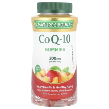 Nature's Bounty, CoQ-10, жевательные мармеладки, персик и манго, 200 мг, 100 жевательных таблеток (100 мг в 1 жевательной мармеладке)