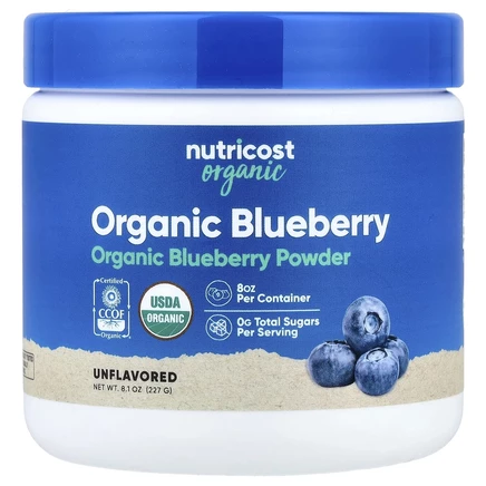 Nutricost, Органический порошок из голубики, без добавок, 227 г (8 унций)