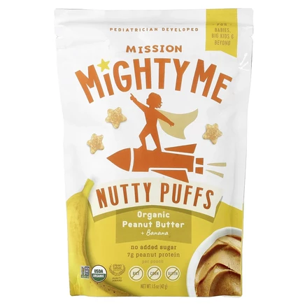Mission MightyMe, Nutty Puffs, органическая арахисовая паста и банан, 42 г (1,5 унции)