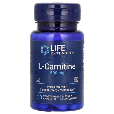 Life Extension, L-карнитин, 500 мг, 30 вегетарианских капсул