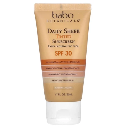 Babo Botanicals, солнцезащитный крем для ежедневного использования, SPF 30, натуральное сияние, без отдушек, 50 мл (1,7 жидк. унции)