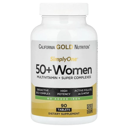 Super Nutrition, SimplyOne®, мультивитамины и суперкомплексы для женщин старше 50 лет, без железа, 90 таблеток