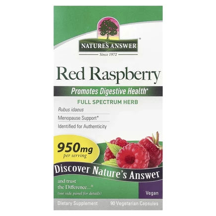 Nature's Answer, красная малина, 950 мг, 90 вегетарианских капсул (475 мг в 1 капсуле)