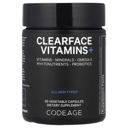 Codeage, Clearface, витамины, для всех типов кожи, 90 капсул