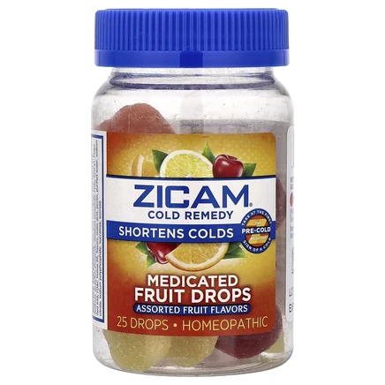 Пастилки от простуды Zicam, фруктовое ассорти, 25 шт.