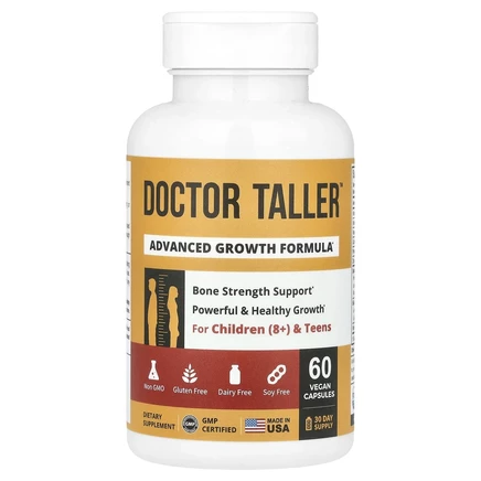 NuBest, Doctor Taller, улучшенная формула роста, для детей от 8 лет и подростков, 60 веганских капсул