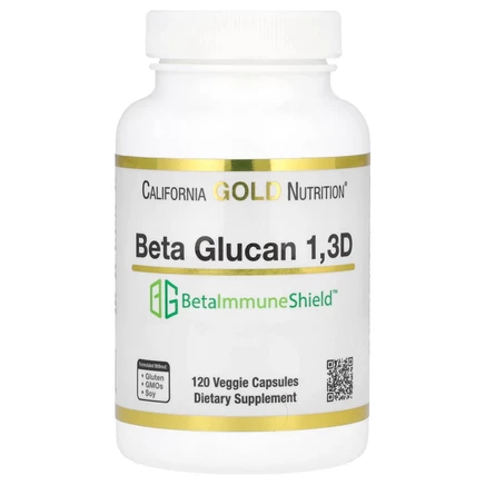 California Gold Nutrition, бета-глюкан 1-3D с Beta-ImmuneShield, 125 мг, 120 растительных капсул