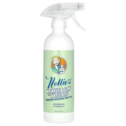 Nellie's, Wrinkle-B-Gone, с антистатиком, лемонграсс, 474 мл (16 жидк. унций)