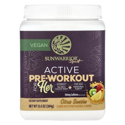 Sunwarrior, Sport, Active Pre-Workout For Her, Citrus Sunrise, 384 г (13,5 унции)