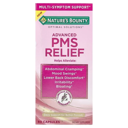 Nature's Bounty, Optimal Solutions®, улучшенное средство для облегчения симптомов ПМС, 60 капсул