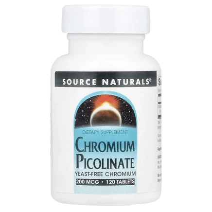 Source Naturals, Пиколинат хрома, 200 мкг, 120 таблеток