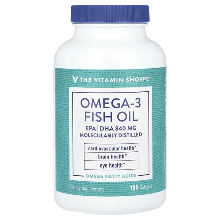 The Vitamin Shoppe, Рыбий жир с омега-3, ЭПК и ДГК 840 мг, 180 мягких таблеток