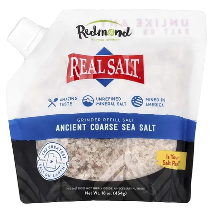 Redmond Trading Company, Real Salt, древняя грубая морская соль, соль для измельчения, 454 г (16 унций)