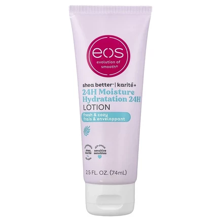 EOS, Shea Better™, 24-часовой увлажняющий лосьон, свежесть и Cozy, 74 мл (2,5 жидк. унции)