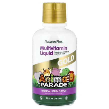 NaturesPlus, Children's Animal Parade Gold, жидкий мультивитаминный продукт, тропические ягоды, 473,18 мл (16 жидк. Унций)