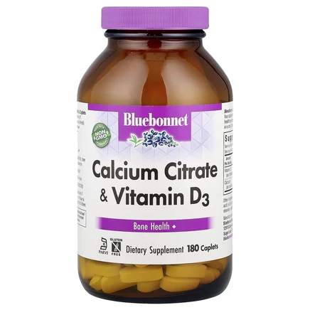 Bluebonnet Nutrition, цитрат кальция и витамин D3, 180 капсул