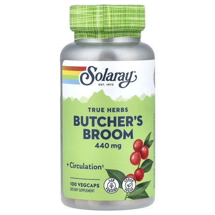 Solaray, True Herbs, Butcher's Broom, 440 мг, 100 вегетарианских капсул