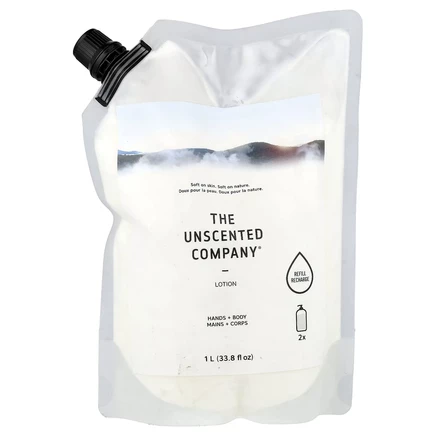 The Unscented Company, Лосьон, для рук и тела, заправка, без отдушек, 1 л (33,8 жидк. Унции)