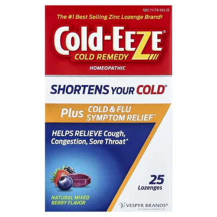 Cold Eeze, средство от простуды, натуральное средство для облегчения симптомов простуды и гриппа, натуральное ягодное ассорти, 25 пастилок