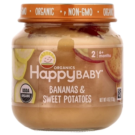 Детское пюре Happy Baby, банан и батат, 113 г