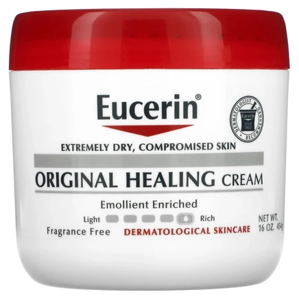 Eucerin, оригинальный заживляющий крем для очень сухой и поврежденной кожи, без отдушек, 454 г (16 унций)