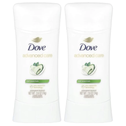 Dove, Advanced Care, дезодорант-антиперспирант, свежесть, набор из 2 шт. по 74 г (2,6 унции)