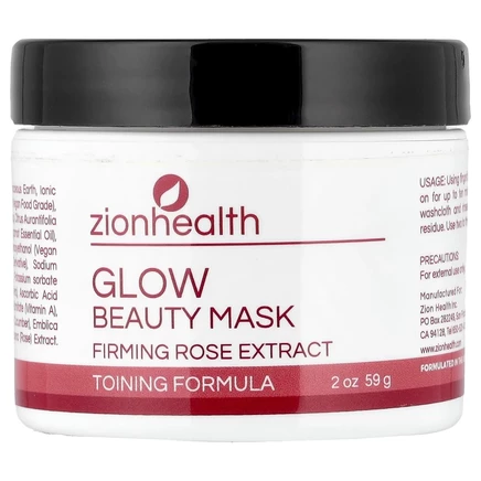 Zion Health, Glow Beauty Mask, укрепляющий экстракт розы, 56,69 г (2 унции)