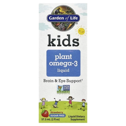 Garden of Life, Kids Plant Omega-3 Liquid, клубника, 57,5 мл (2 жидк. Унции)