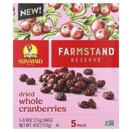 Sun-Maid, Farmстандарт Reserve™, сушеная цельная клюква, 5 пакетиков по 23 г (0,8 унции)