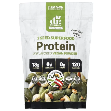 Dr. Murray's, Super Foods, порошок из 3 видов протеина, без добавок, 453,5 г (16 унций)